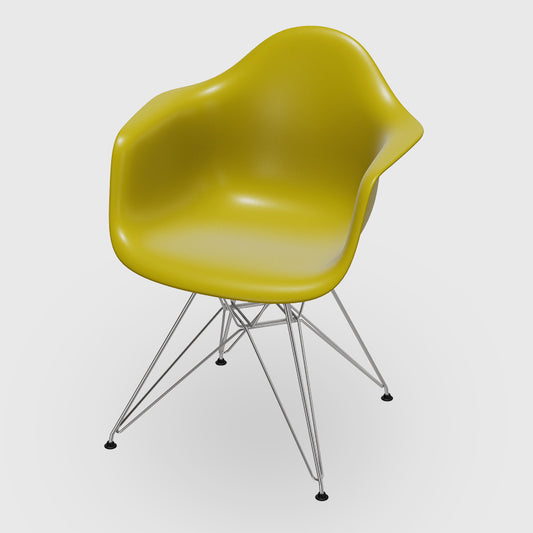 Mustard vintage Vitra, Charles and Ray Eames, DAR Plastic Armchair, USA / Germany, 2009