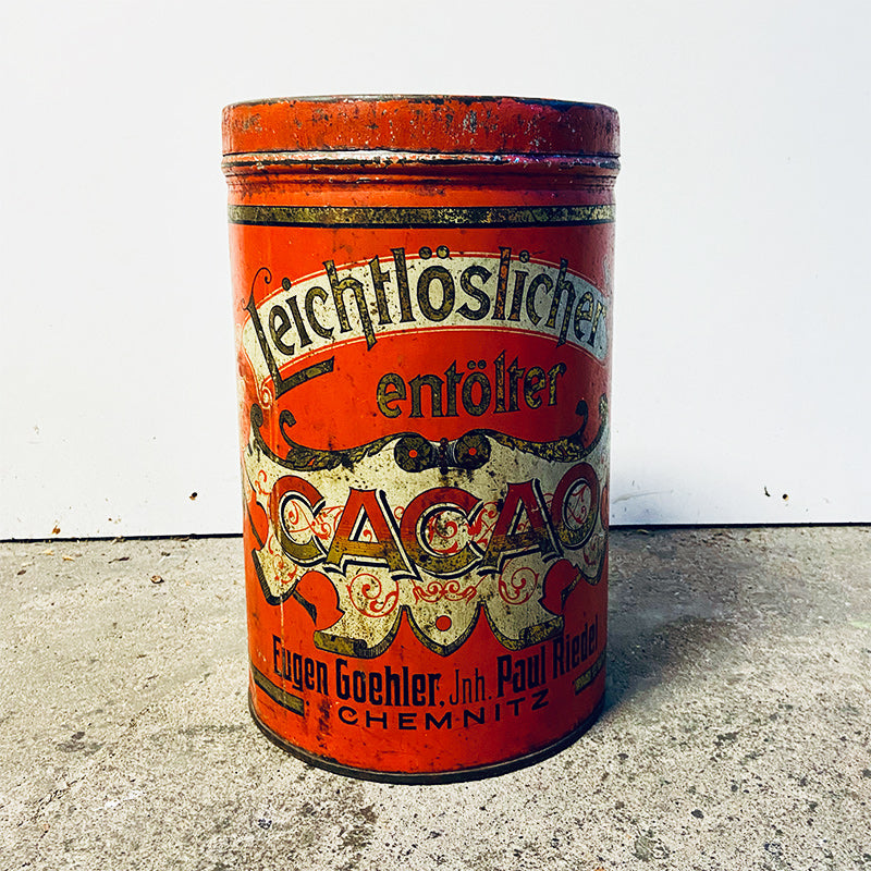 Rare advertising box (Cocoa), lithographed sheet metal, Goehler - Riedel, Chemnitz, Germany, beginning 20th century