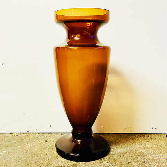 Massive glass amber / brown vase, Central European (Bohemian / Hungarian), mid-century