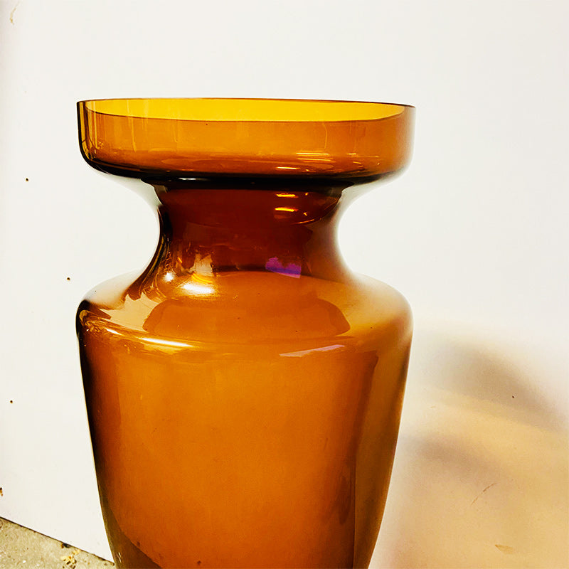 Massive glass amber / brown vase, Central European (Bohemian / Hungarian), mid-century