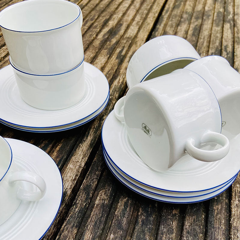 Melitta tea cup and saucer 6x, (West) Germany, 1980s