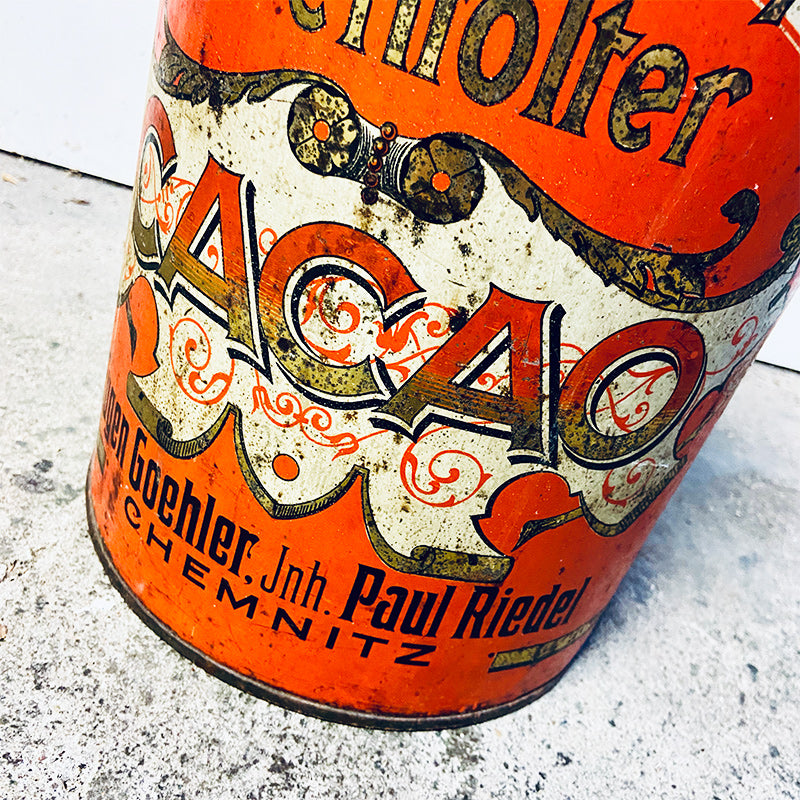 Rare advertising box (Cocoa), lithographed sheet metal, Goehler - Riedel, Chemnitz, Germany, beginning 20th century