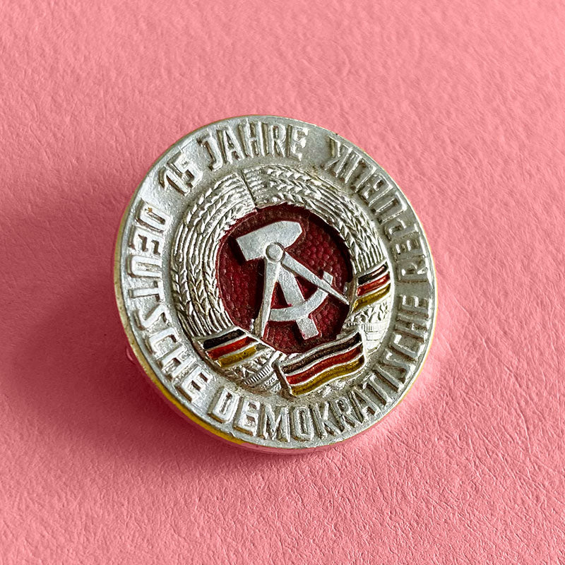 Badge / pin 15 Years German Democratic Republic, East-Germany, 1964