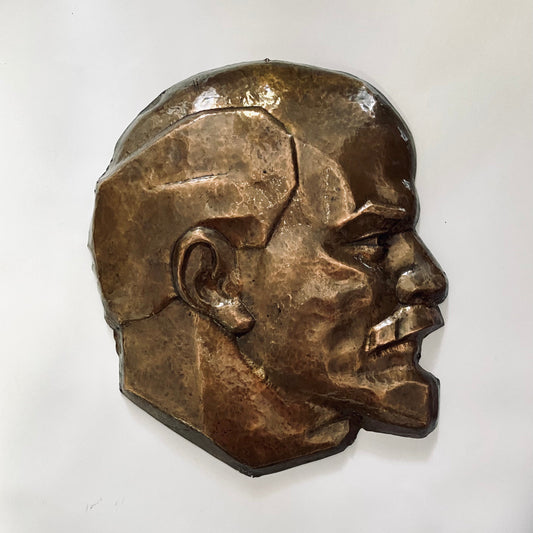 Wall bas-relief, copper / brass plaque, Lenin, Ukraine, 1970s