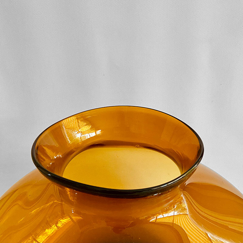 Large amber colored glass vase (vintage), Bohemian / Hungary, 1970s