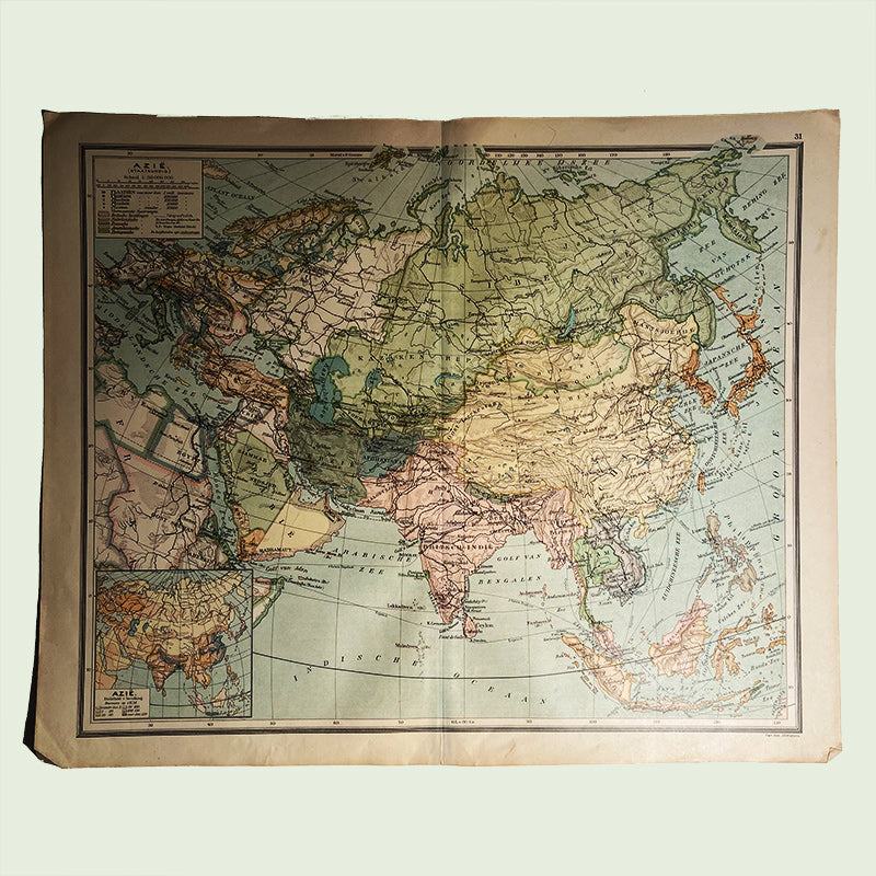 Map, Asia, J.B. Wolters – Groningen, The Netherlands, 1927