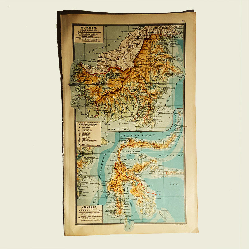 Map, Borneo, Celebes, J.B. Wolters – Groningen, The Netherlands, 1927