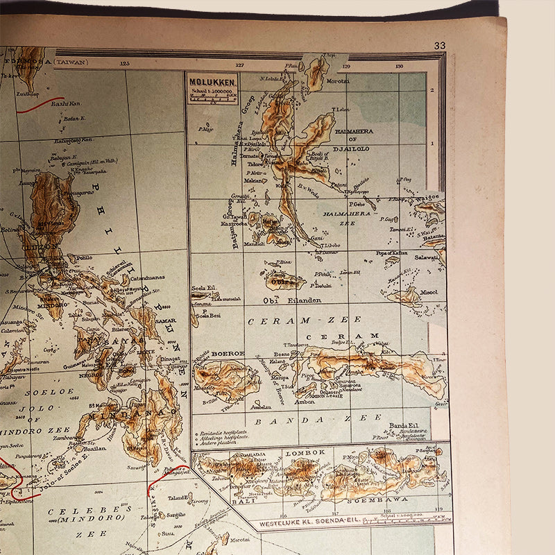Map, Insulinde, Moluccas, Lesser Sunda Islands – Dutch East Indies / Indonesia, J.B. Wolters – Groningen, The Netherlands, 1927