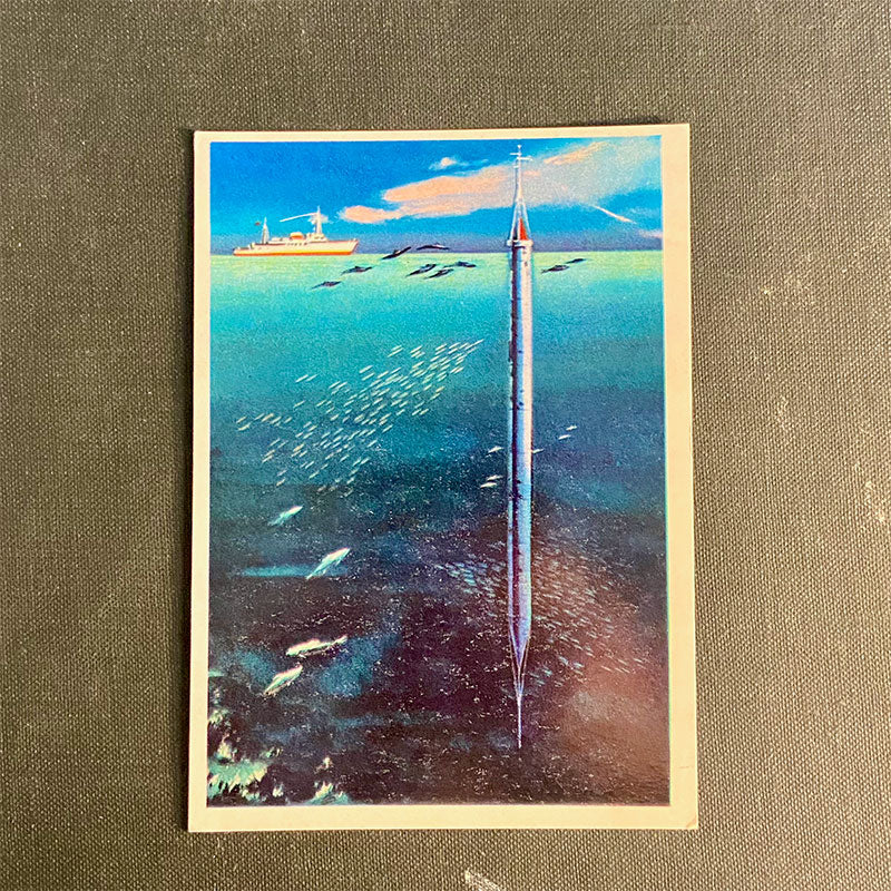 Postcard set with oceanography artworks "Man and the Ocean", Moscow, USSR, 1974