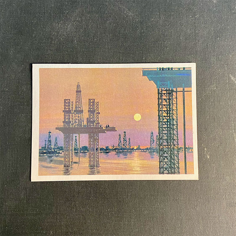 Postcard set with oceanography artworks "Man and the Ocean", Moscow, USSR, 1974