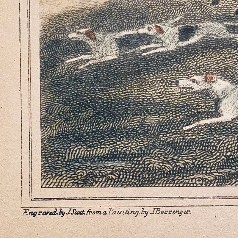 Engravings, Fox hunting, J. Scott after J. Barrenger, England, 1827 (4x)