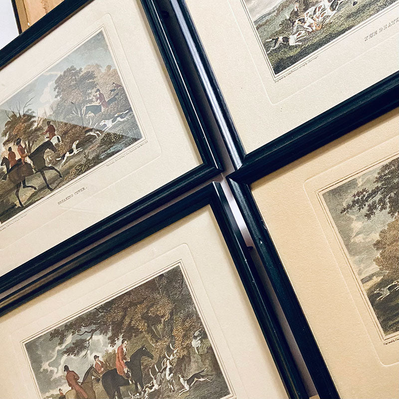 Engravings, Fox hunting, J. Scott after J. Barrenger, England, 1827 (4x)