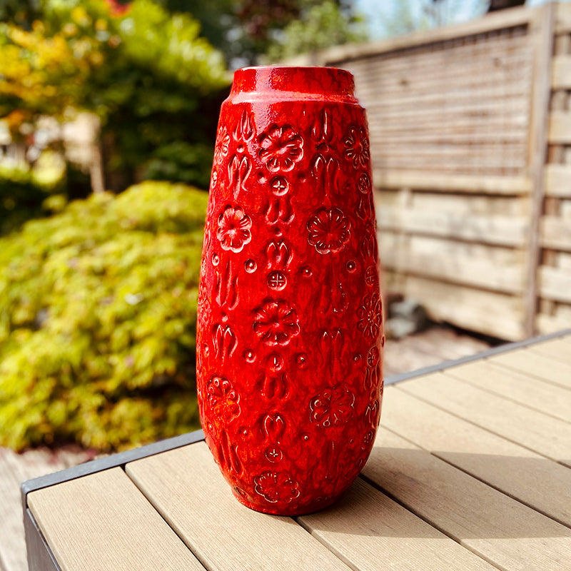Scheurich ceramic / keramik red vase, 265-42, 1970s, West-Germany