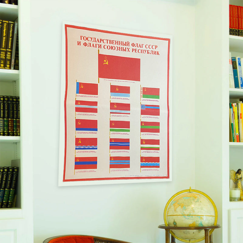 Poster, "Flags of the Soviet Union", Propaganda, Soviet Union, USSR (CCCP), 1985