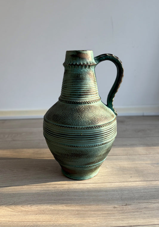 Green / Turquoise ceramic vase, 1960s / 1970s, West-Germany (90-47)