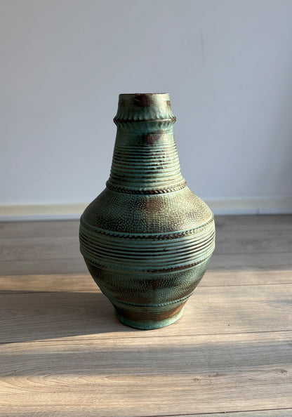 Green / Turquoise ceramic vase, 1960s / 1970s, West-Germany (90-47)
