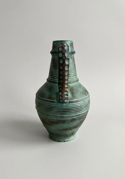 Green / Turquoise ceramic vase, 1960s / 1970s, West-Germany (90-47)