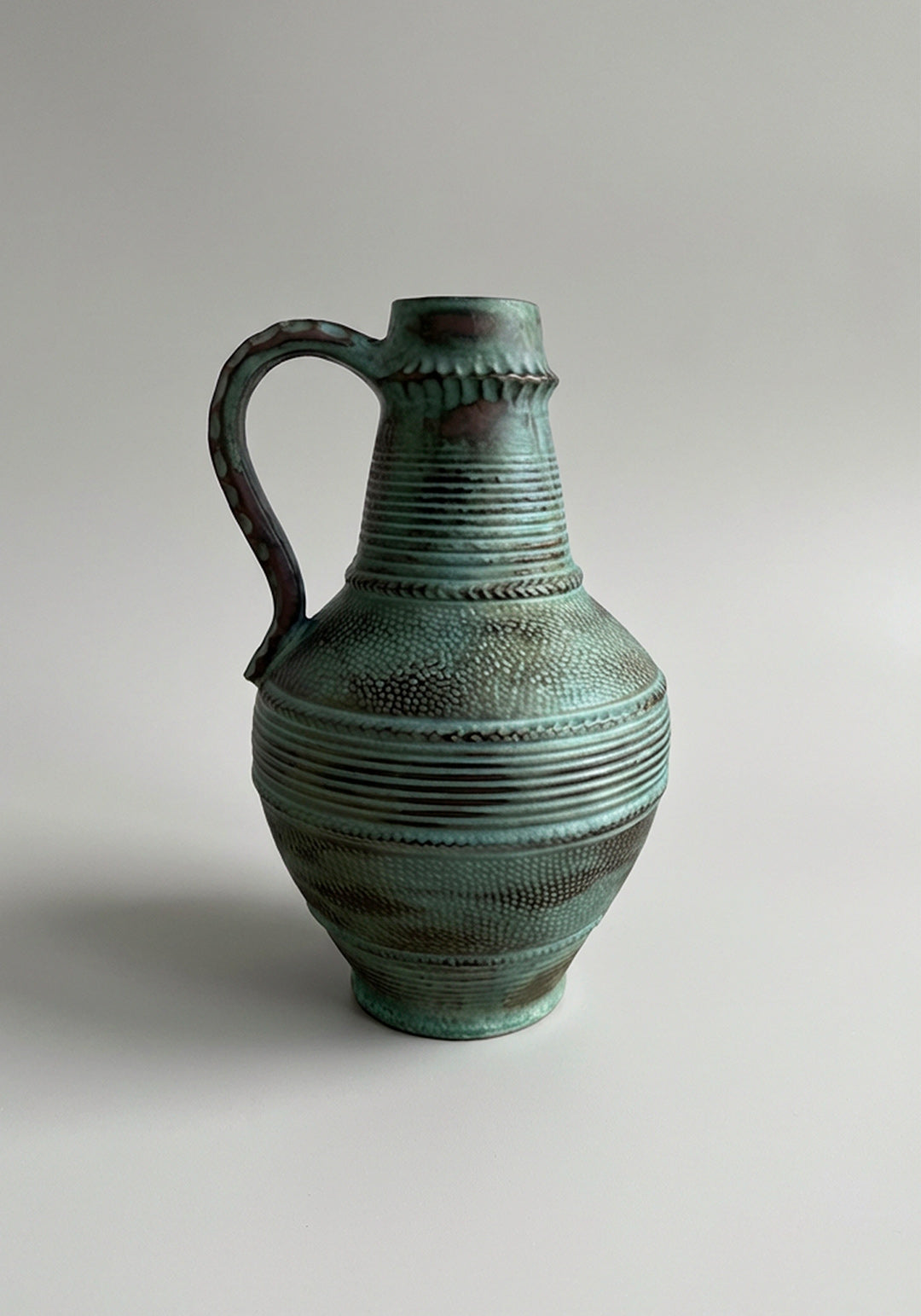 Green / Turquoise ceramic vase, 1960s / 1970s, West-Germany (90-47)