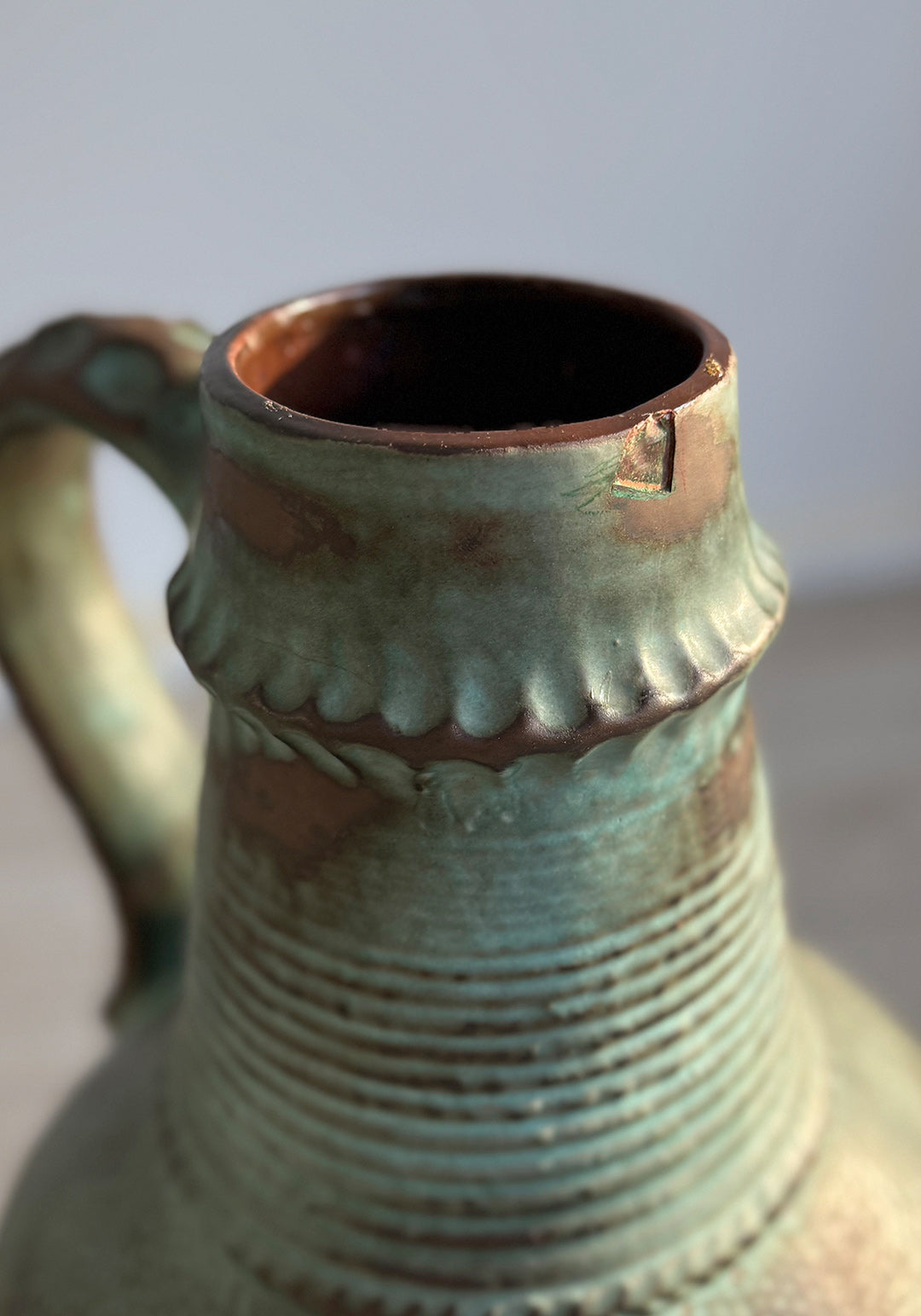 Green / Turquoise ceramic vase, 1960s / 1970s, West-Germany (90-47)