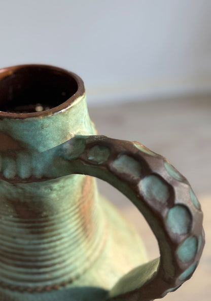 Green / Turquoise ceramic vase, 1960s / 1970s, West-Germany (90-47)