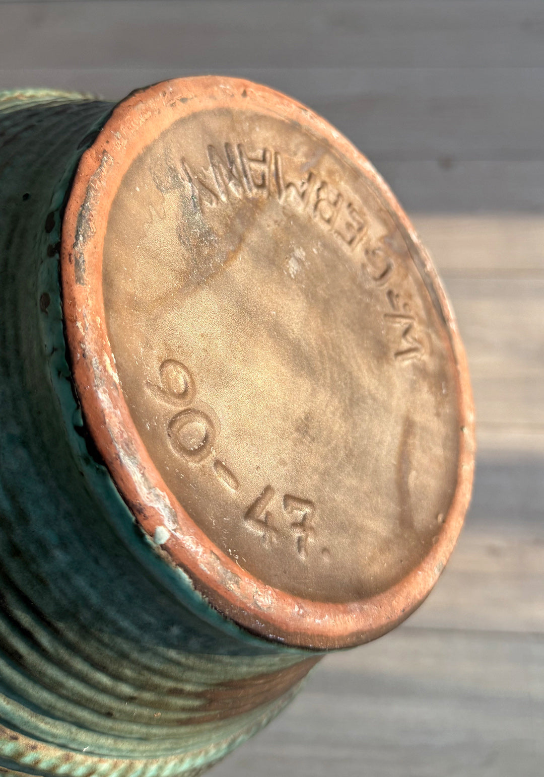Green / Turquoise ceramic vase, 1960s / 1970s, West-Germany (90-47)