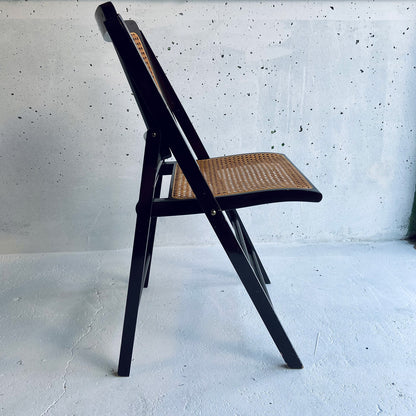 4x Mid Century vintage cane wicker folding chairs, France, 1960s