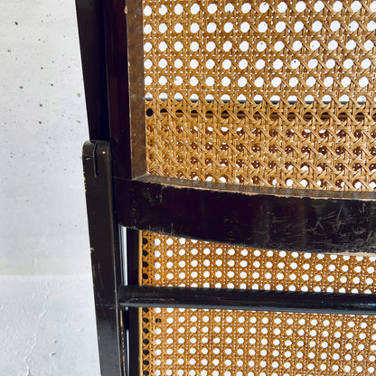 4x Mid Century vintage cane wicker folding chairs, France, 1960s