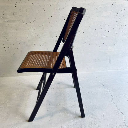 4x Mid Century vintage cane wicker folding chairs, France, 1960s