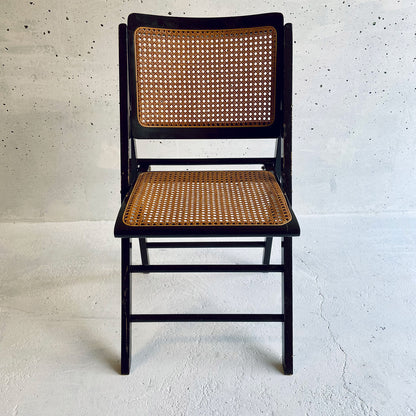 4x Mid Century vintage cane wicker folding chairs, France, 1960s
