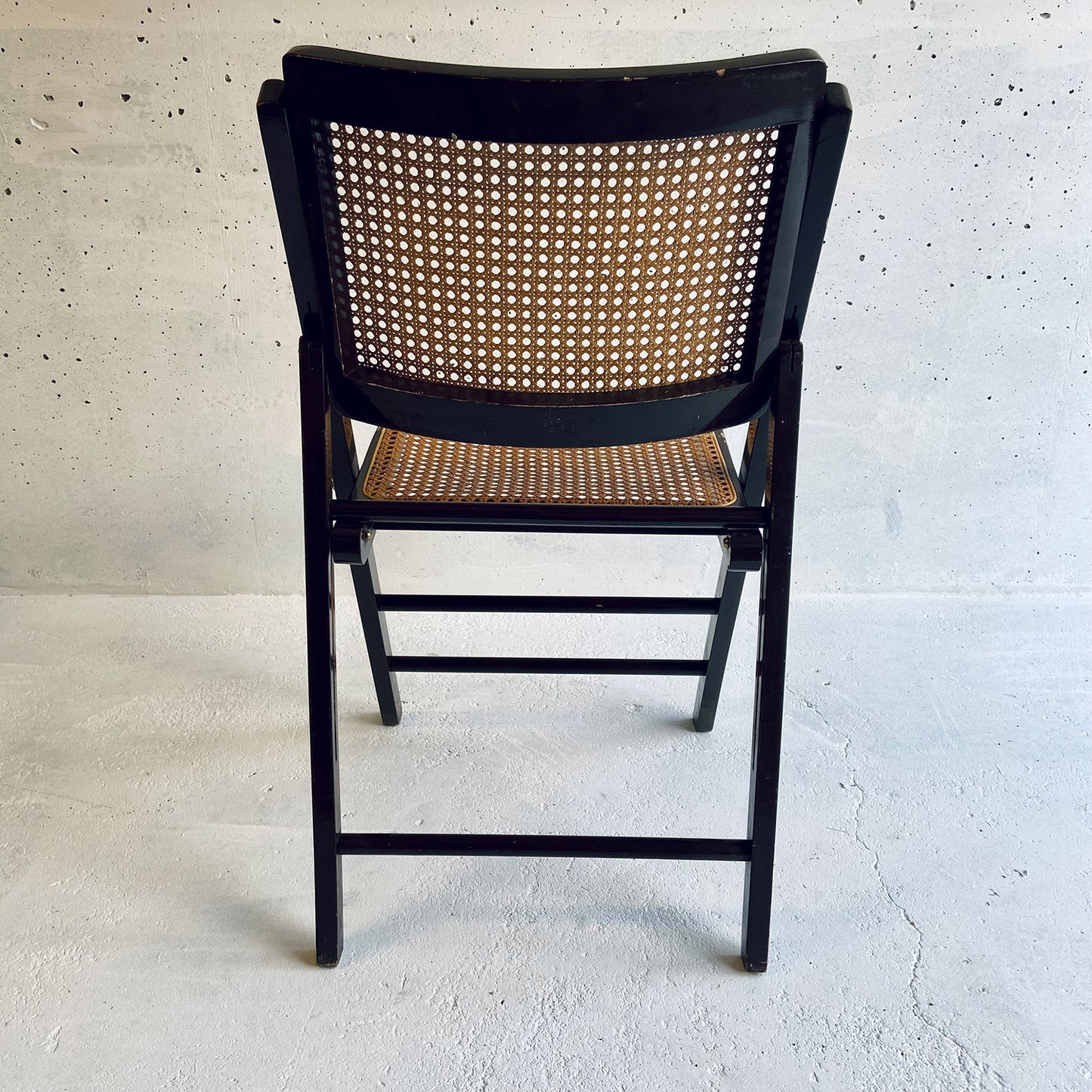 4x Mid Century vintage cane wicker folding chairs, France, 1960s