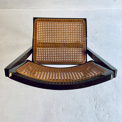 4x Mid Century vintage cane wicker folding chairs, France, 1960s