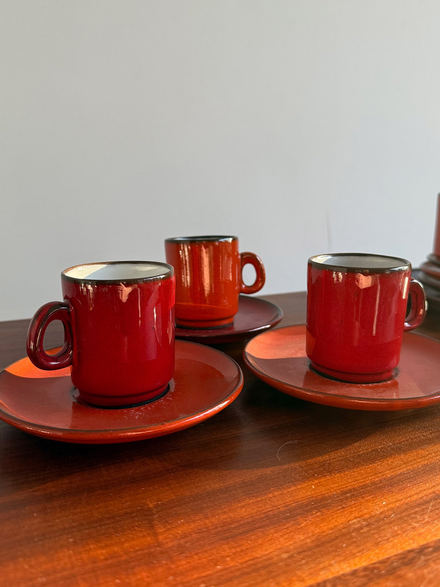 6x Ceramic coffee cups and saucers, Norway, 1970s