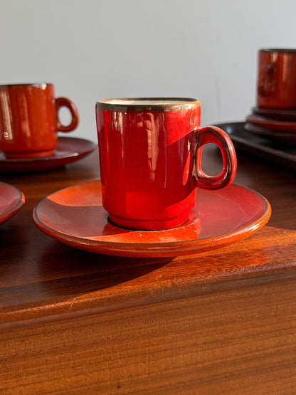 6x Ceramic coffee cups and saucers, Norway, 1970s