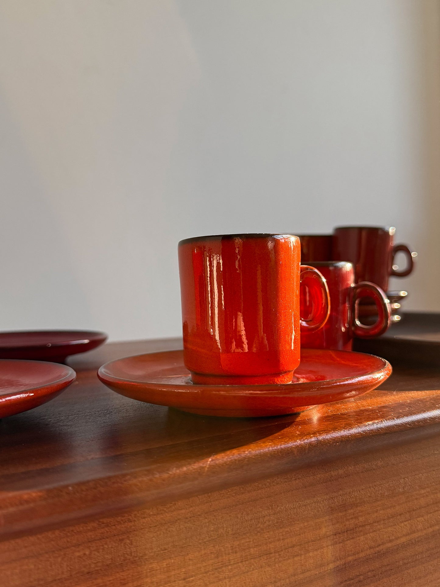 6x Ceramic coffee cups and saucers, Norway, 1970s