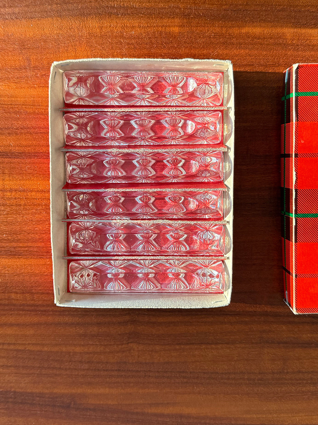 6x Vintage glass knife / cutlery rests, Germany, 1980s