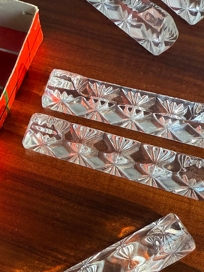 6x Vintage glass knife / cutlery rests, Germany, 1980s