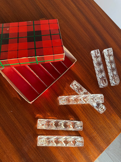 6x Vintage glass knife / cutlery rests, Germany, 1980s