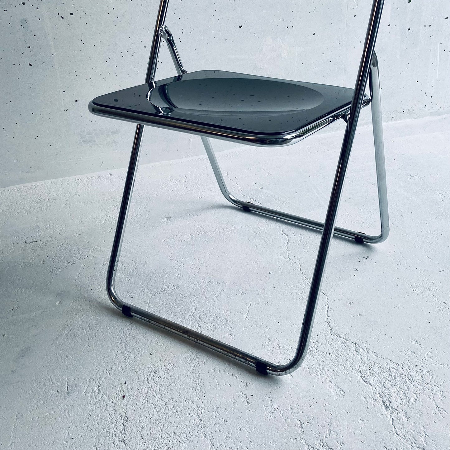 Black / Chrome vintage plastic folding chair, Italy, 1980s