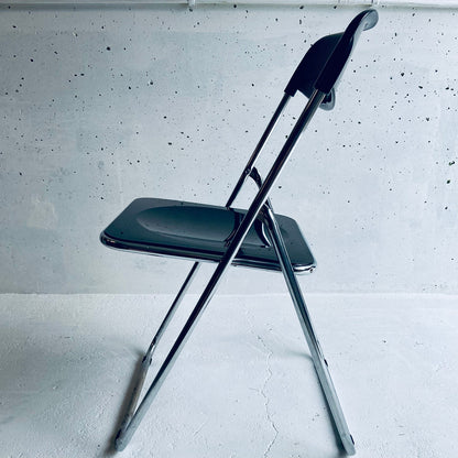 Black / Chrome vintage plastic folding chair, Italy, 1980s