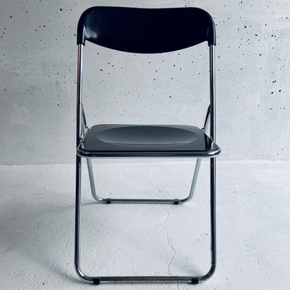 Black / Chrome vintage plastic folding chair, Italy, 1980s