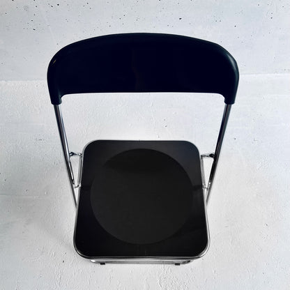 Black / Chrome vintage plastic folding chair, Italy, 1980s