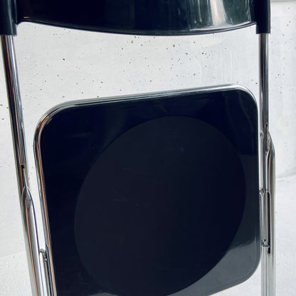 Black / Chrome vintage plastic folding chair, Italy, 1980s