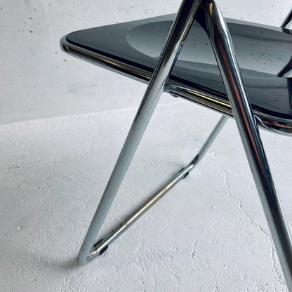 Black / Chrome vintage plastic folding chair, Italy, 1980s