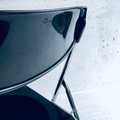 Black / Chrome vintage plastic folding chair, Italy, 1980s