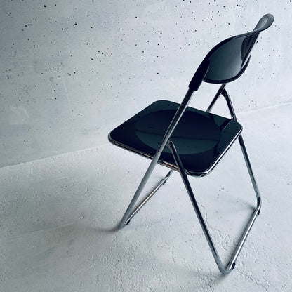 Black / Chrome vintage plastic folding chair, Italy, 1980s
