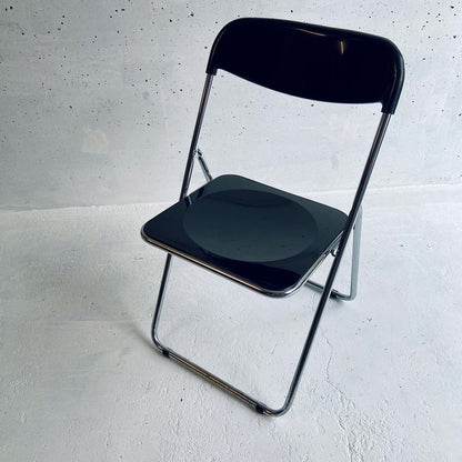 Black / Chrome vintage plastic folding chair, Italy, 1980s