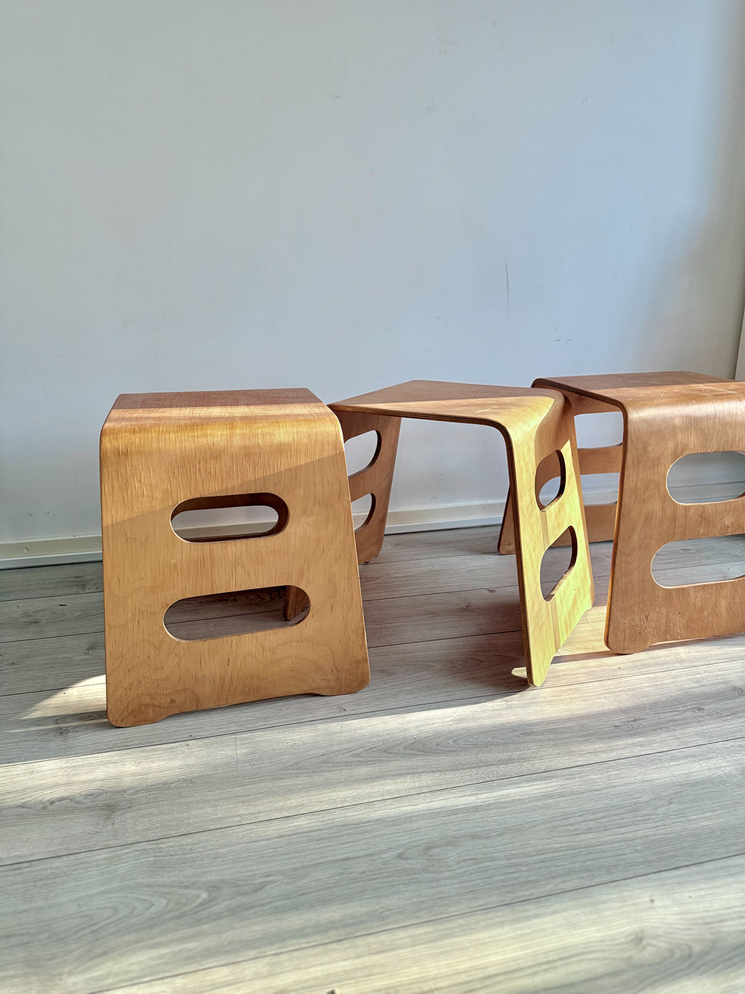 Plywood stool, Benjamin by Lisa Norinder for IKEA, Sweden, 1980/1990s (set of 3)