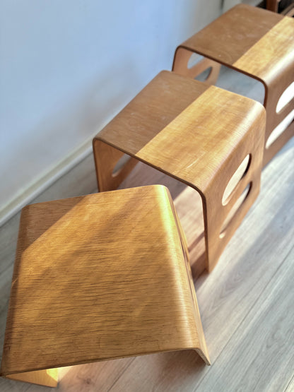 Plywood stool, Benjamin by Lisa Norinder for IKEA, Sweden, 1980/1990s (set of 3)