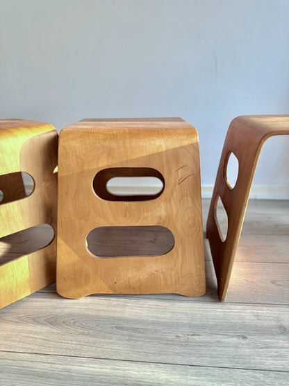 Plywood stool, Benjamin by Lisa Norinder for IKEA, Sweden, 1980/1990s (set of 3)