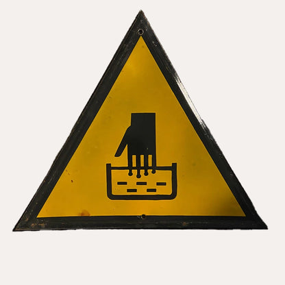 Industrial vintage porcelain enamel sign with safety instruction "Danger Acid", Bulgaria, 1970s